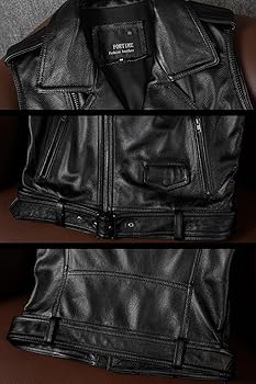 m*n様 新品 バイク用 レザー ベスト （ 牛本革 ブラック ライダース [I 牛革ベスト 本革ベスト バイク用ベスト レザーベスト バイク革